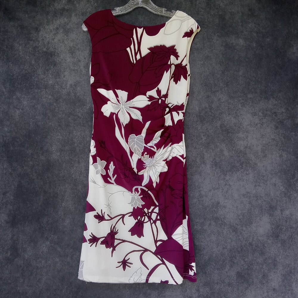 Lauren‎ Ralph Lauren womens burgundy bold floral lined dress party wedding Sz8